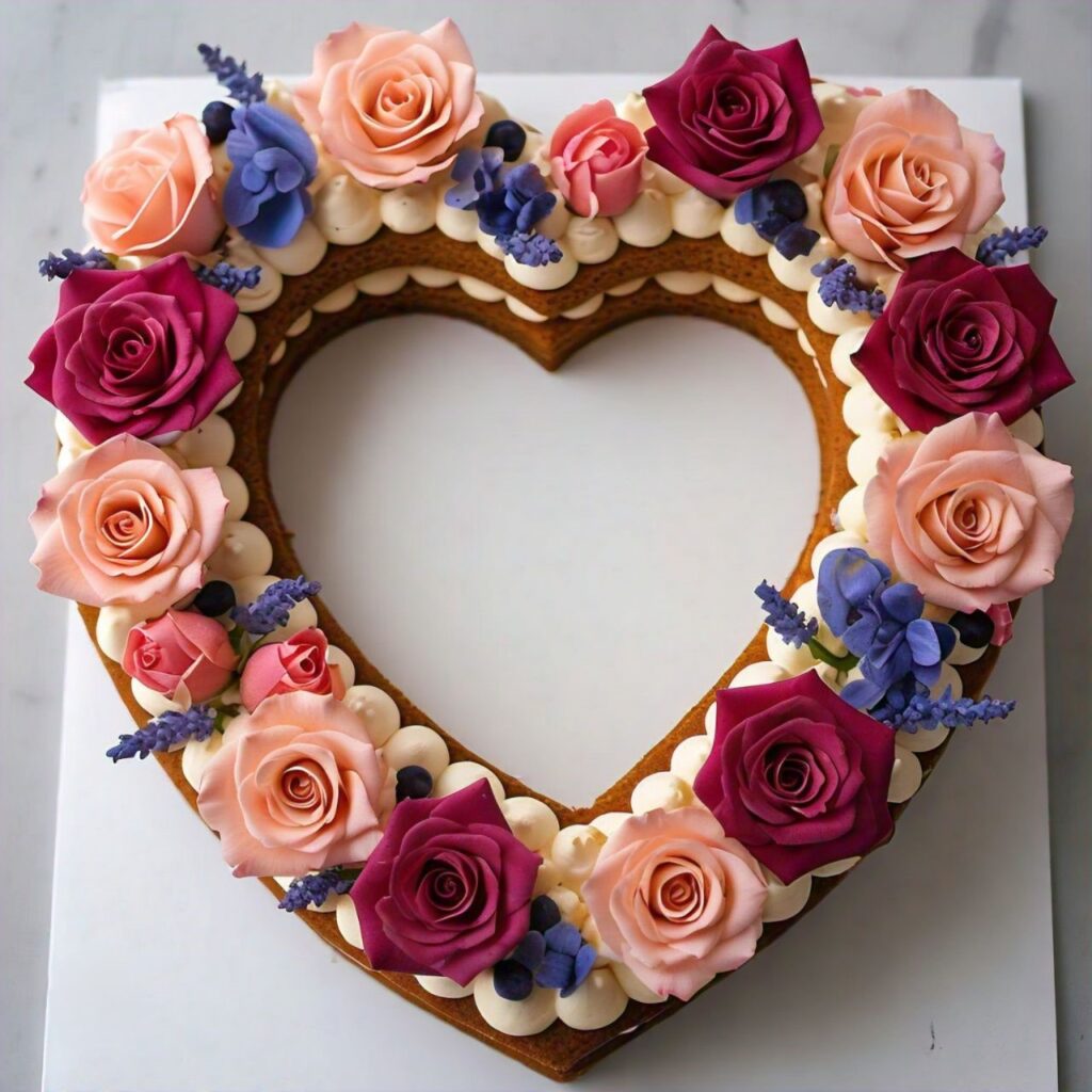 heart-shaped-red-velvet-anniversary-cake-with-flowers