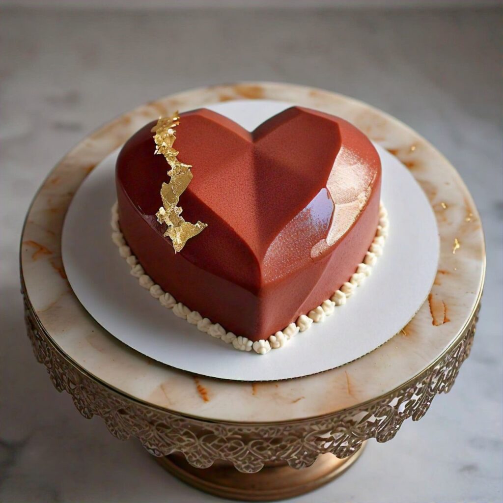 gold leaf accents for red velvet cake